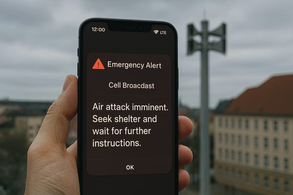 Example of a government emergency alert delivered via cell broadcast on a smartphone.